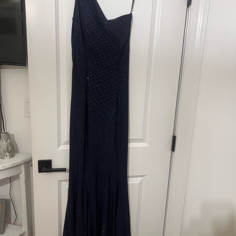 Jovani Blue Spaghetti Strap Sweetheart Gown